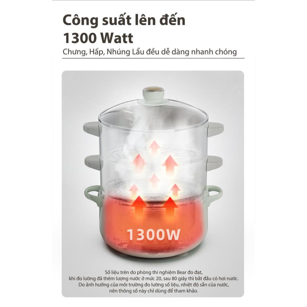 Bếp điện đa năng lẩu hấp Bear DZG-D80D2 10L tay cầm cách nhiệt chống trơn trượt đảm bảo an toàn