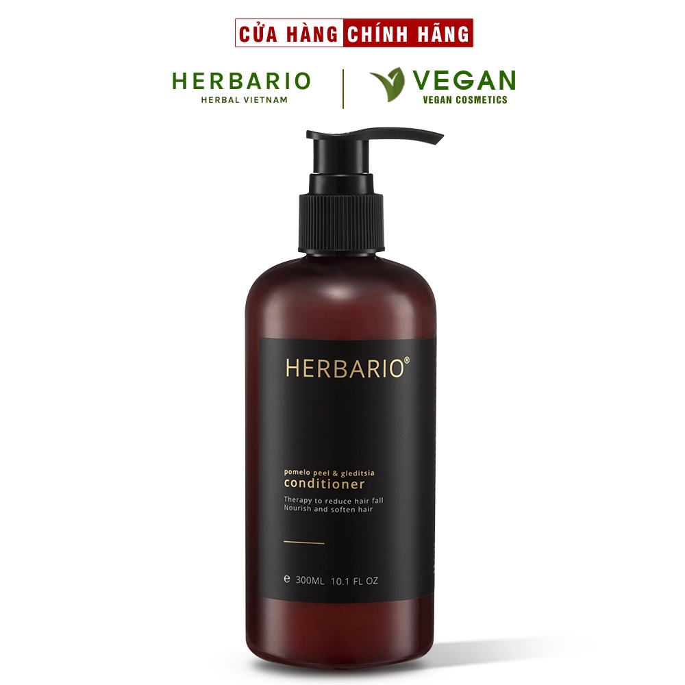 Dầu Xả Vỏ Bưởi & Bồ Kết Herbario 300Ml Giúp Tóc Suôn Mượt - Vegan - Mỹ Phẩm Thuần Chay
