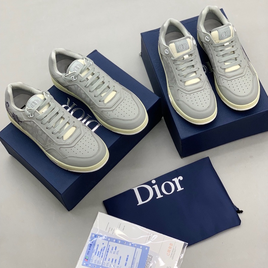 Giày sneaker Dior xám họa tiết đục lỗ LA on web fullbox