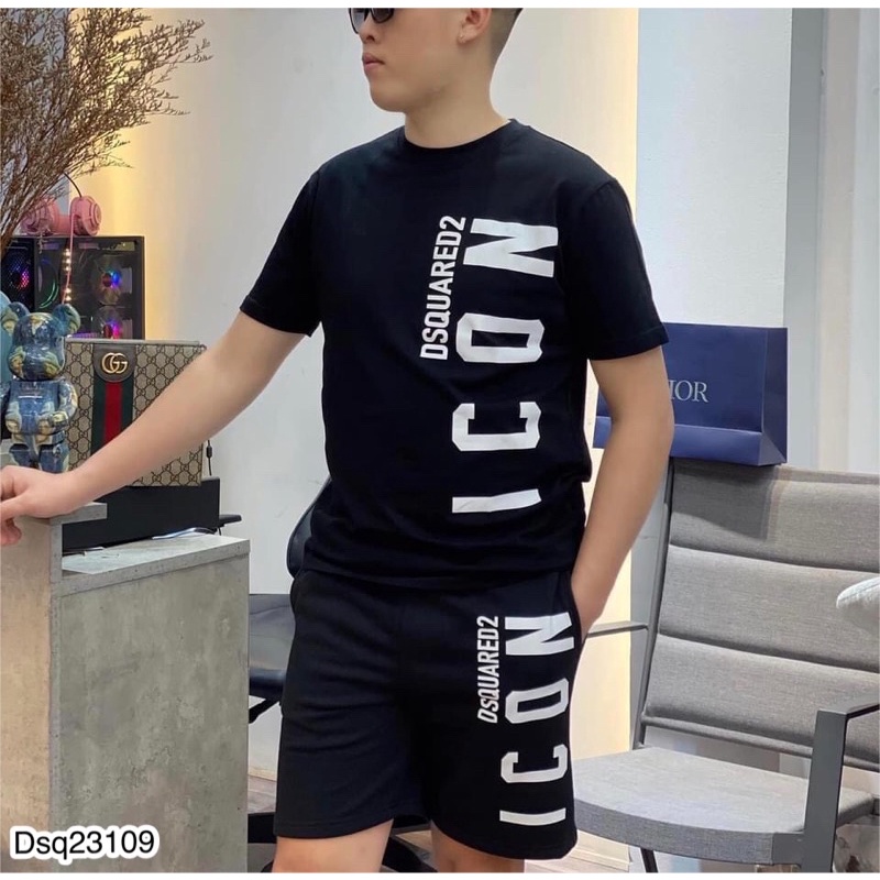Bộ DSQ Nam In Chữ Dọc Siêu Chất - Quần Áo Nam Chữ ICON Hót Hít