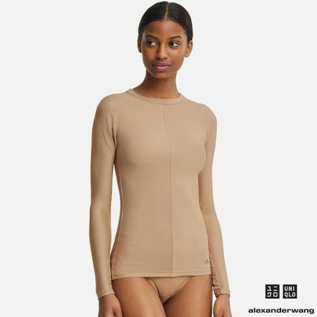 Áo giữ nhiệt heattech nữ tăm nhỏ cổ tròn dòng Alexander Wang của UNIQLO
