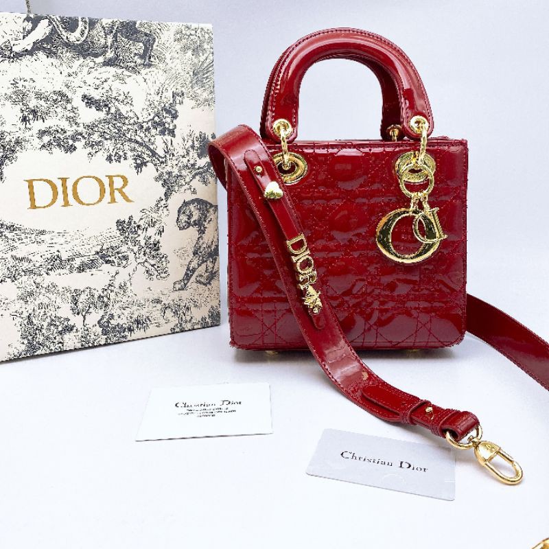 Túi đeo chéo da bóng 5 ô có hộp