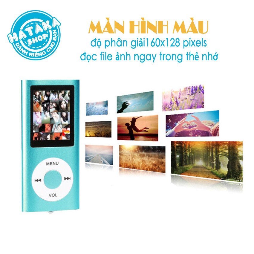 Máy nghe nhạc mp3 BTS-tặng tai nghe, dây sạc-chức năng FM, ghi âm, xem ảnh, đọc sách