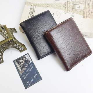 Ví nam da bò thật vân da voi WS114VB (Đen/Nâu) [Đứng/Ngang] - 100% da bò thật, BH 3 năm