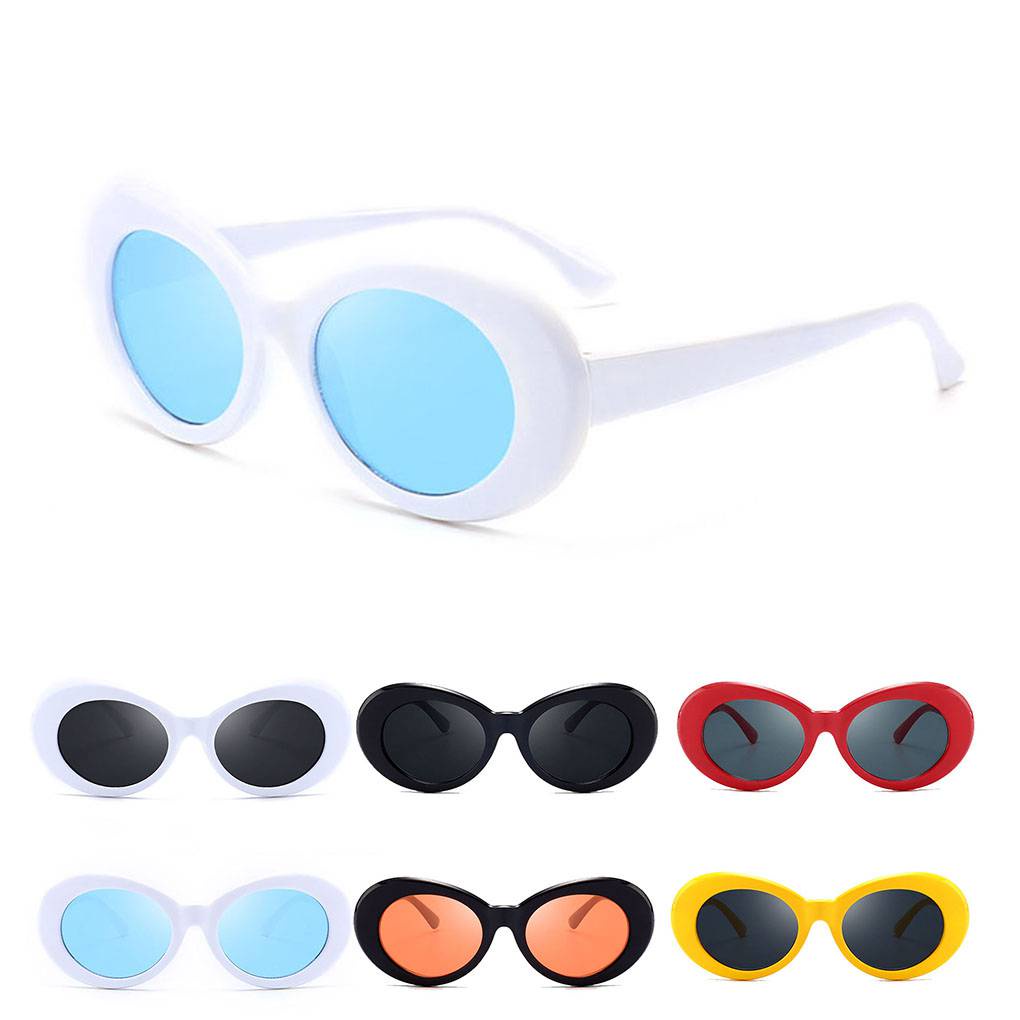 [CHOO] Rock Star Retro Clout Goggles Oval Round Pop Black Lenses Sunglasses Women Men Design