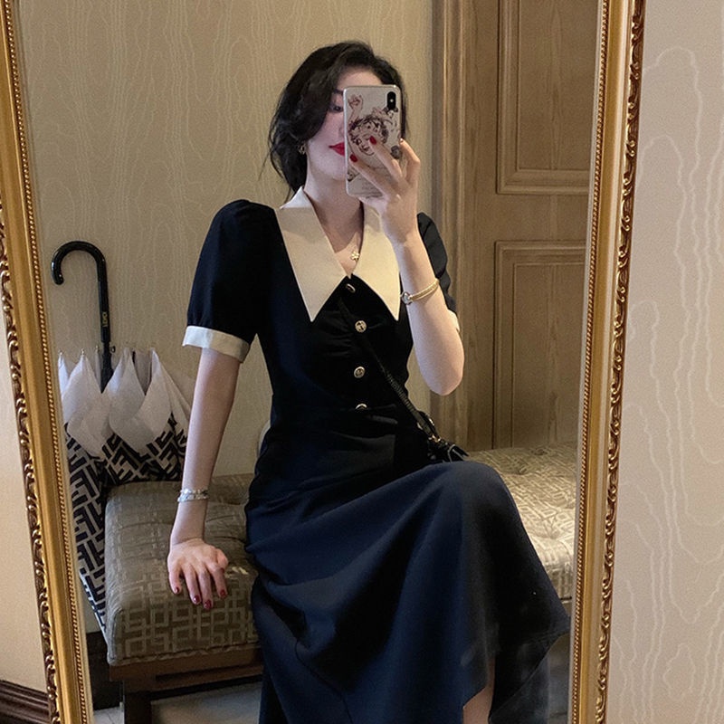 Đầm Dáng Dài Ôm Eo 2022 Kiểu Pháp Cổ Điển Thời Trang Mùa Hè