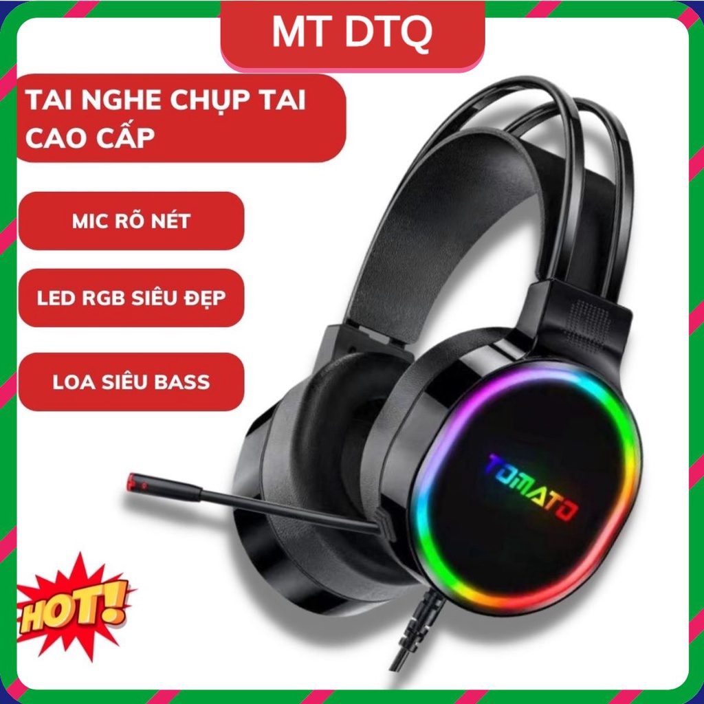 Tai nghe chụp tai máy tính gaming TOMATO SK29, có đèn LED đổi màu, có mic đàm thoại, headphone chơi game trên laptop, pc