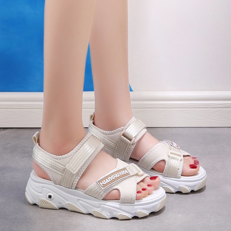 GIÀY SANDAL NỮ MWC -GIÀY SANDAL QUAI CHÉO CHỮ X ĐẾ CAO PHỐI CHỮ NĂNG ĐỘNG - NUSD- 2757