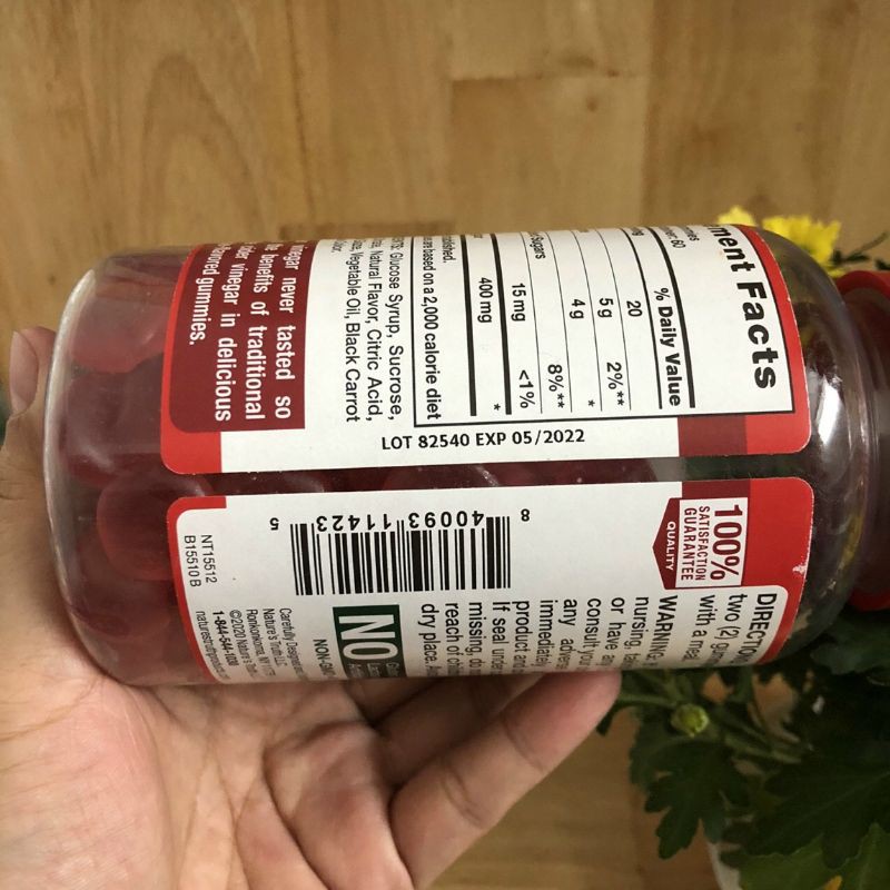 Kẹo dẻo giấm táo Apple Cinder Vinegar - Giúp giảm cân, đẹp da, detox 120 viên | BigBuy360 - bigbuy360.vn