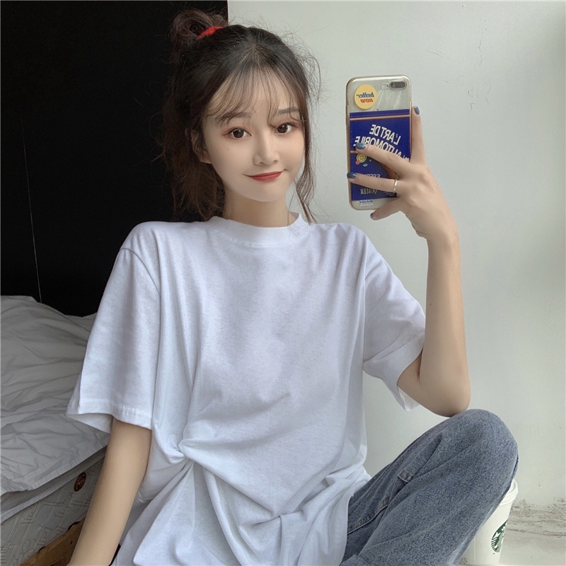 SUXI Áo Thun Tay Ngắn Dáng Rộng Phong Cách Hàn Quốc Cho Nữ