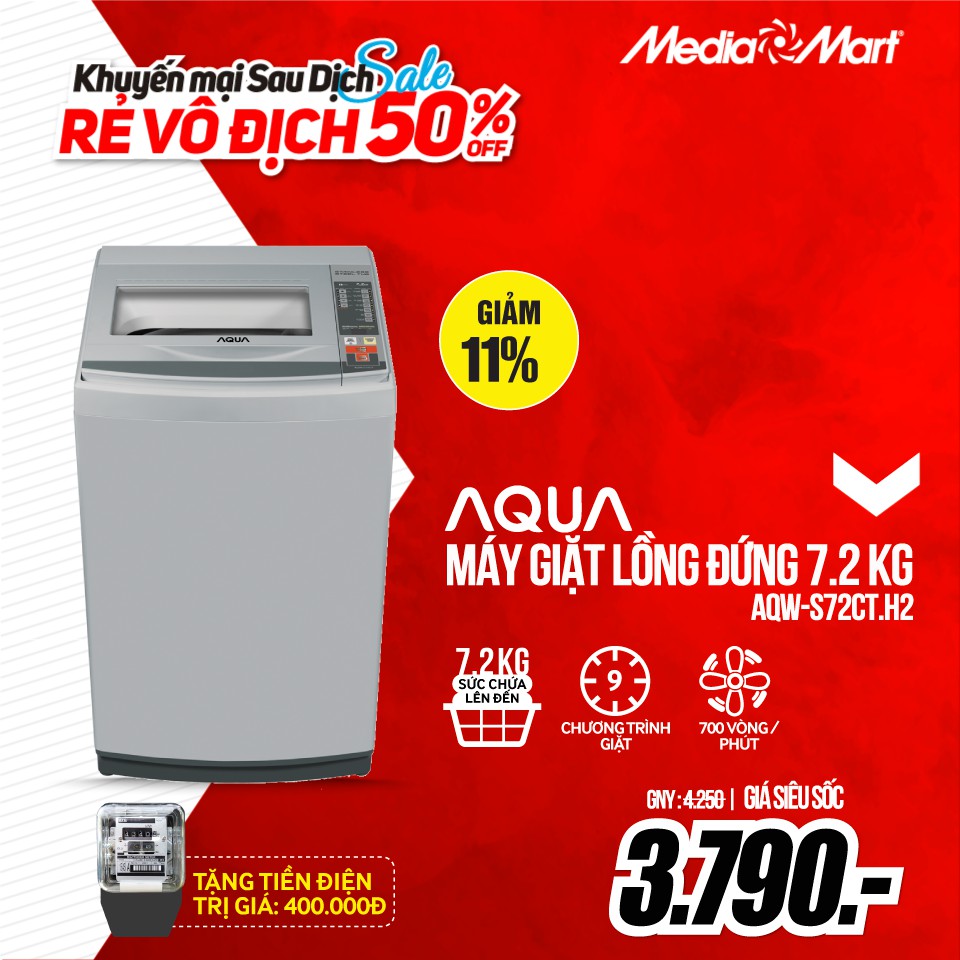 Máy giặt 10kg AQUA AQW-FR100ET.W