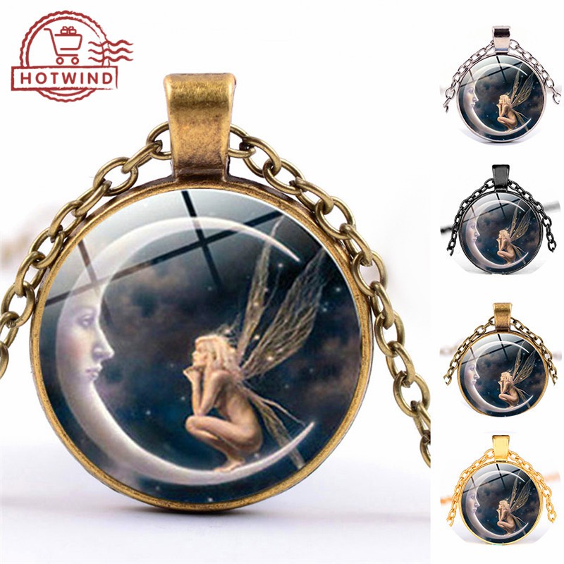 Dây chuyền mặt trăng khuyết khắc hình chữ Fairy On The Moon