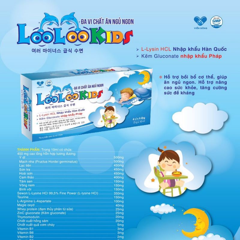 LOOLOOKIDS ĐA VI CHẤT - Hộp 20 ống- Hỗ trợ trẻ ăn ngủ ngon, tăng cường đề kháng, nguyên liệu nhập khẩu Pháp và Hàn Quốc