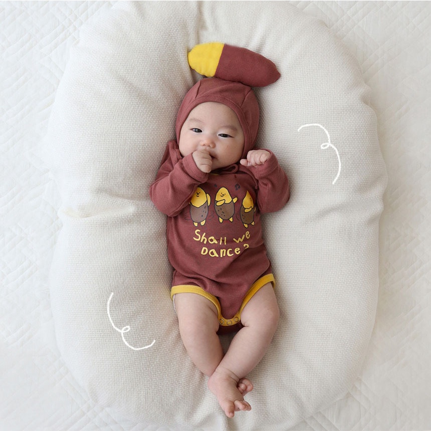 Bộ Áo Liền Quần + Mũ In Họa Tiết Hoạt Hình Dễ Thương Thời Trang Mùa Thu Cho Bé Trai Và Gái Từ 0-24 Tháng x7xy