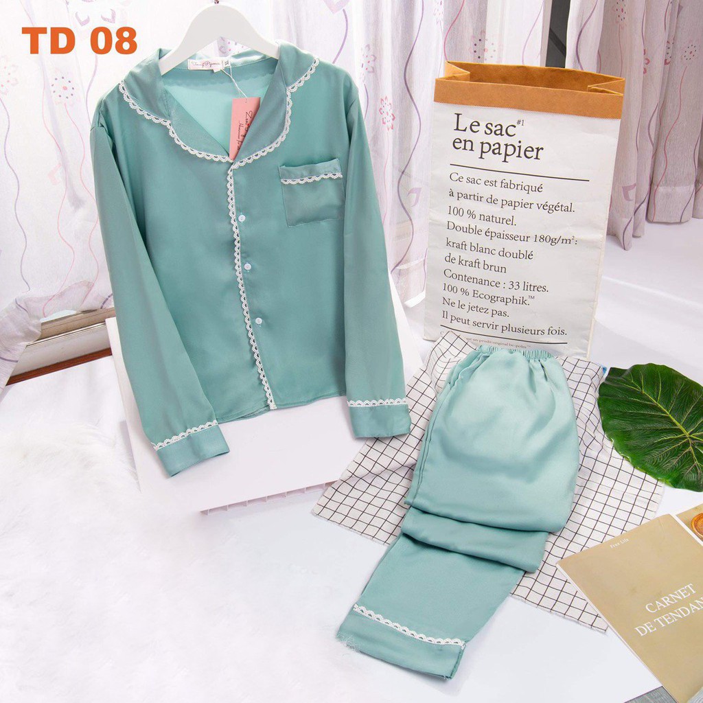 Đồ ngủ lụa ngọc trai tay dài - Bộ  pajama dài tay | BigBuy360 - bigbuy360.vn