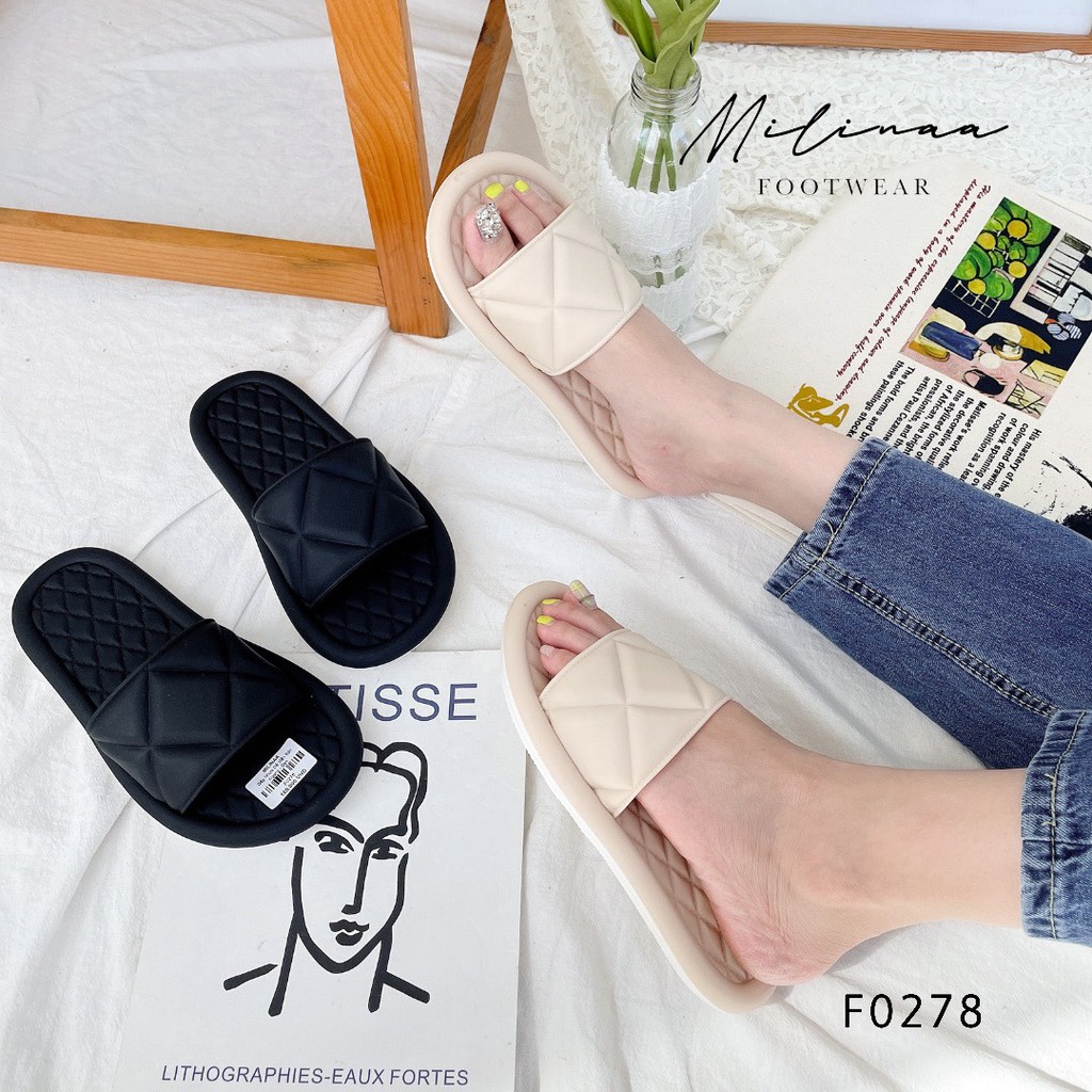 DÉP NỮ NHỰA CAO SU BẢN NGANG TRƠN KIỂU TRẦN CHỈ F0276 F0278