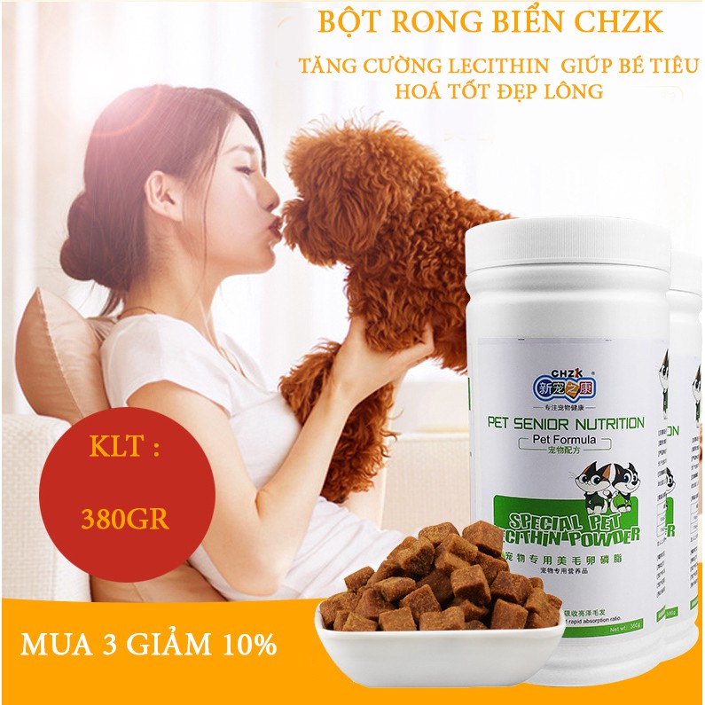 Hộp rong biển CHZK cho chó mèo bị gàu nặng ,rụng lông cục bộ,ngứa da dị ứng lông mỏng và xỉn màu- 380gr