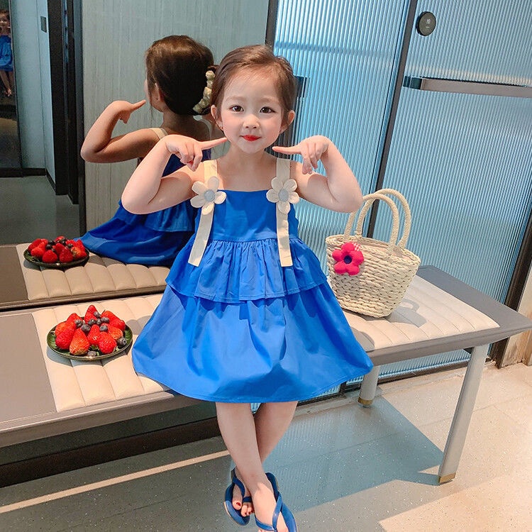 Đầm Công Chúa Mùa Hè Hai Dây Phong Cách Phương Tây Mới Cho Bé Gái