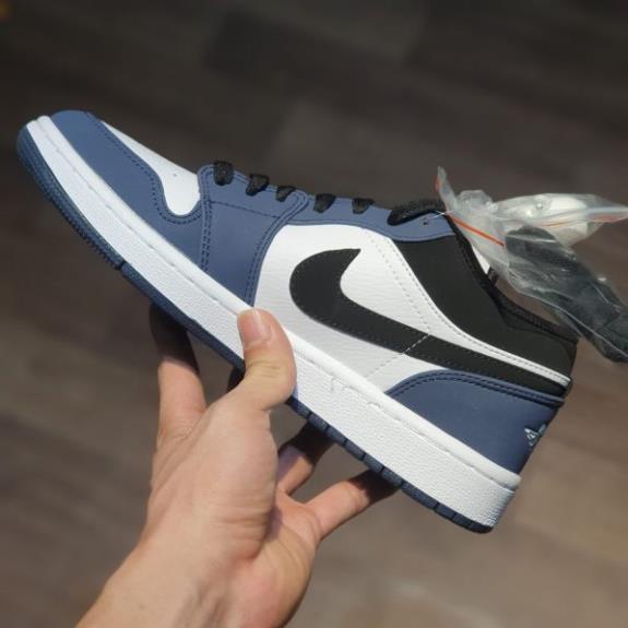 Giày sneaker air jordan1 low retro navy, giày jd xanh than cổ thấp nam nữ cá tính, hàng cao cấp