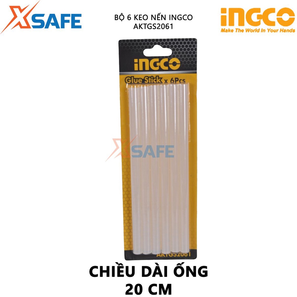 Keo nến INGCO AKTGS2061 | túi 6 keo nhựa hàn, chất liệu nhựa dầu mỏ, Đường kính 11.2mm,20cm, chính hãng INGCO