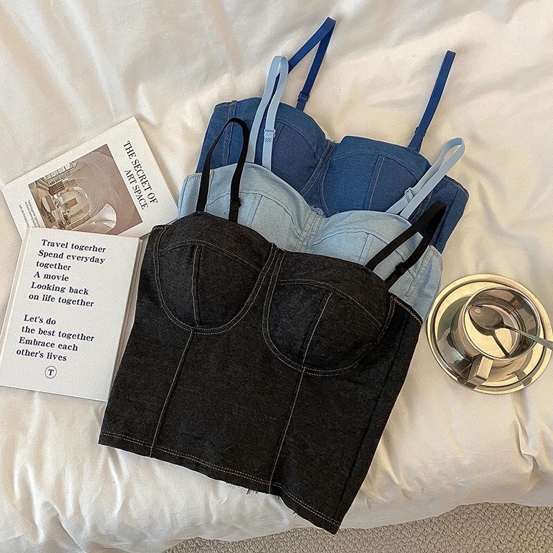 Áo Bra Corset leg jeans Có Thun Bo Lưng Co Giãn Khi Mặc Minhduongct