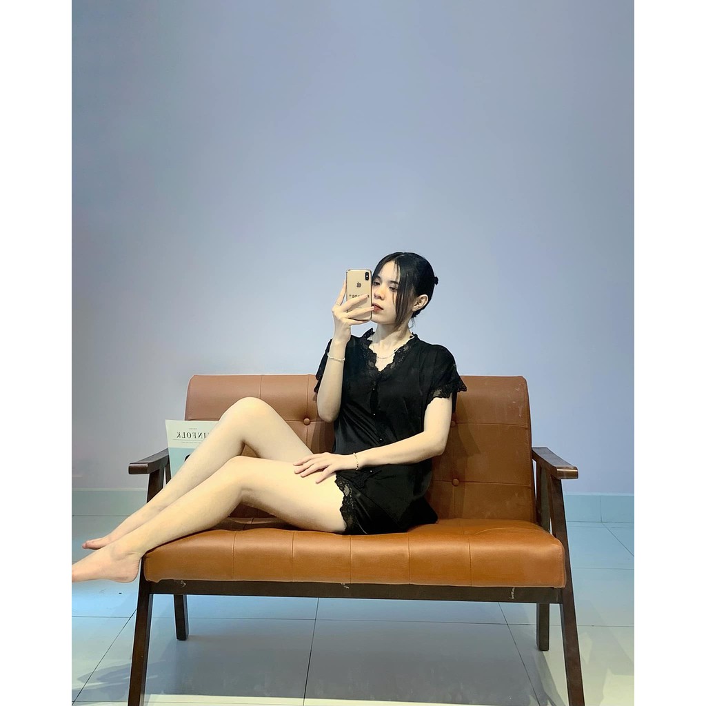 Bộ đồ ngủ đùi ren trơn - Quần áo mặc nhà nữ -Lụa Latin cao cấp - Hàn Quốc- Mềm mịn, thoáng mát, sang trọng- Dihen3129 | BigBuy360 - bigbuy360.vn