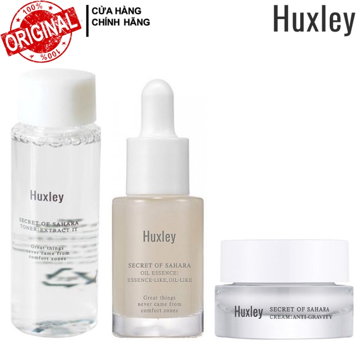 Bộ 3 Sản Phẩm Chống Lão Hóa Da Huxley Mini (Toner - Serum Oil Like - Anti Gravity Cream) - 100% chính h