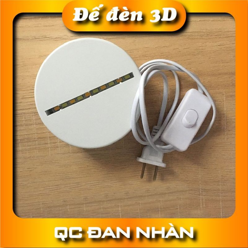 Đế đèn led 3D nguồn công tắc 220V có 3 màu