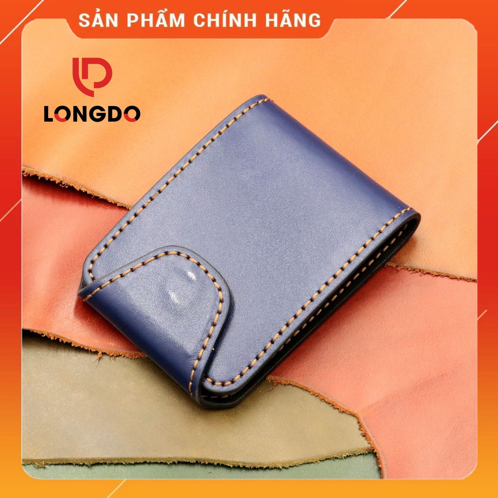 Ví Sen 5 Cao Cao Cấp - Cam Kết 100% Da Bò Thật - Ví Nam Mini Màu Xanh Navy Hàng Chính Hãng Thương Hiệu Longdo Leather