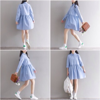 Váy kẻ caro xanh trắng ulzzang