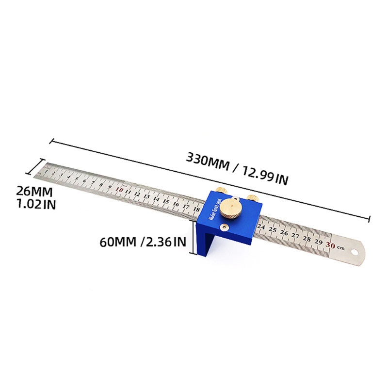 Thước Đo Đánh Dấu Kim Loại Cao Cấp 12 Trong 30Cm Dành Cho Làm Mộc