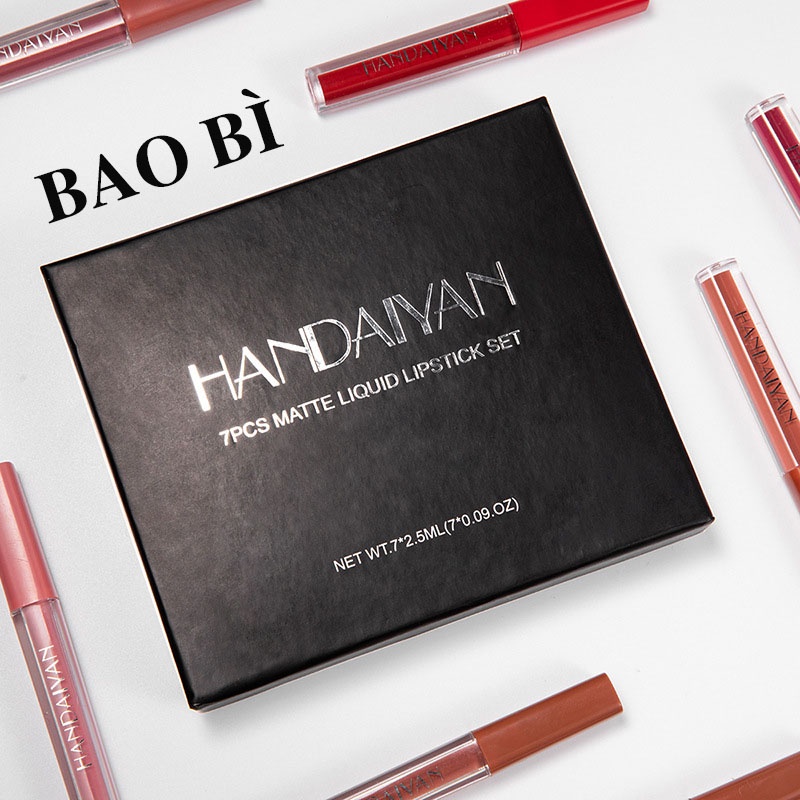 Bộ 7 Thỏi Son Kem Lì HANDAIYAN MATTE LIQUID LIPSTICK SET Thời Thượng Bền Màu Nội Địa Trung B10