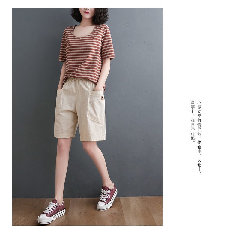 Set 1/2 Cặp Quần Short Cotton Lưng Cao Ống Rộng Thời Trang Cho Nữ