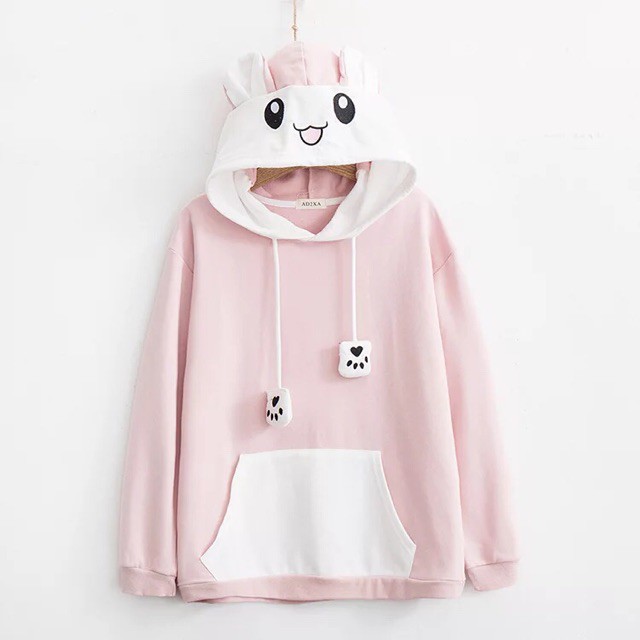 Áo khoác nỉ chui hoddie nam nữ tai thỏ