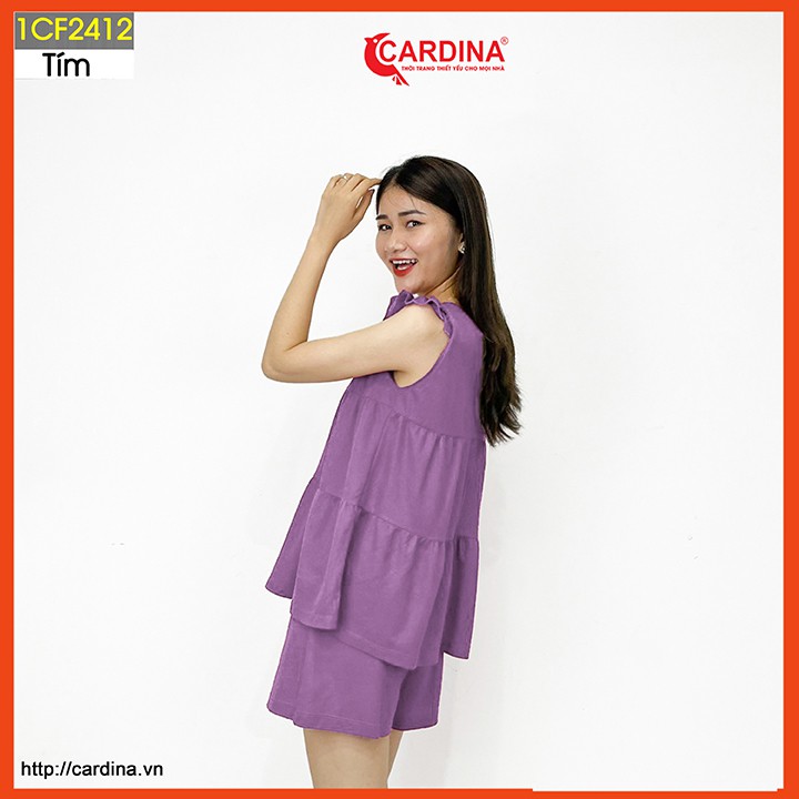Đồ bộ nữ CARDINA chất cotton Nhật cao cấp áo cộc tay quần đùi dáng suông nhẹ nhàng 1CF24.