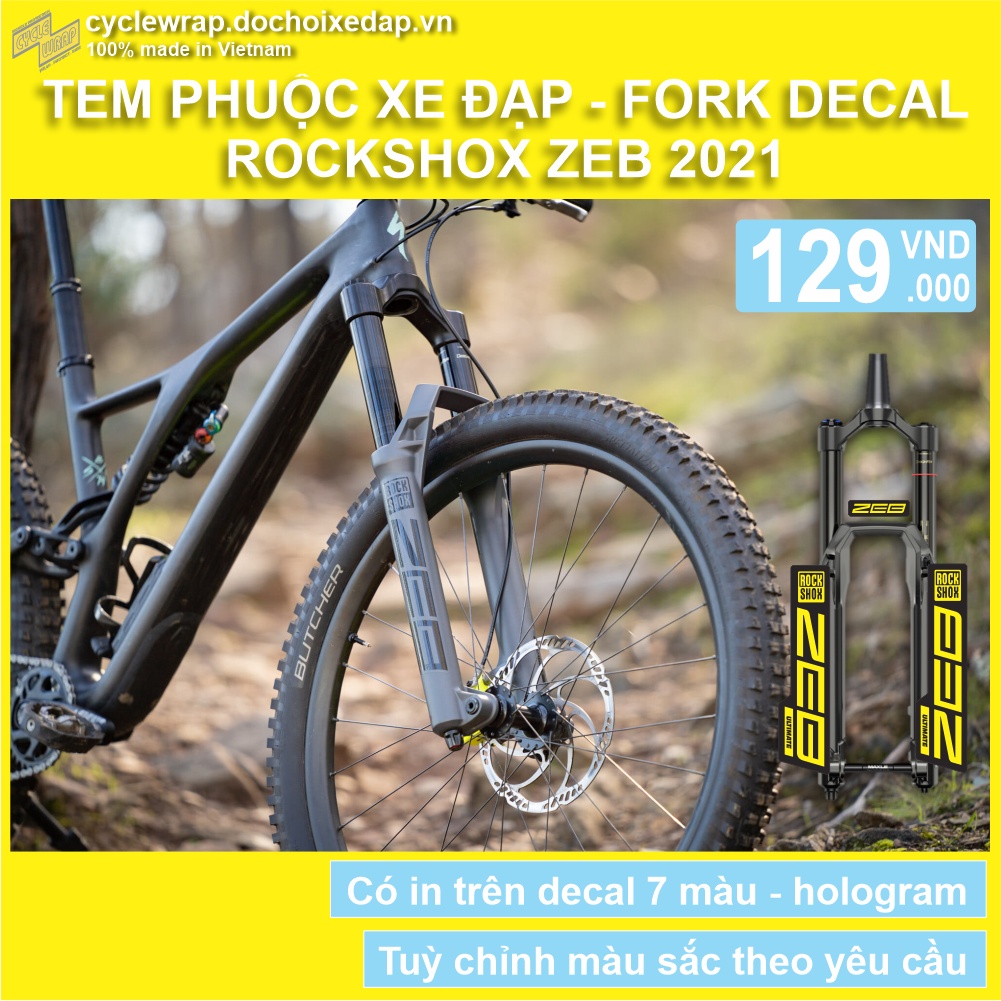 Tem decal dán phuộc xe đạp địa hình RockShox ZEB Ultimate 2021 | Rockshox MTB Fork Decal | CycleWrap