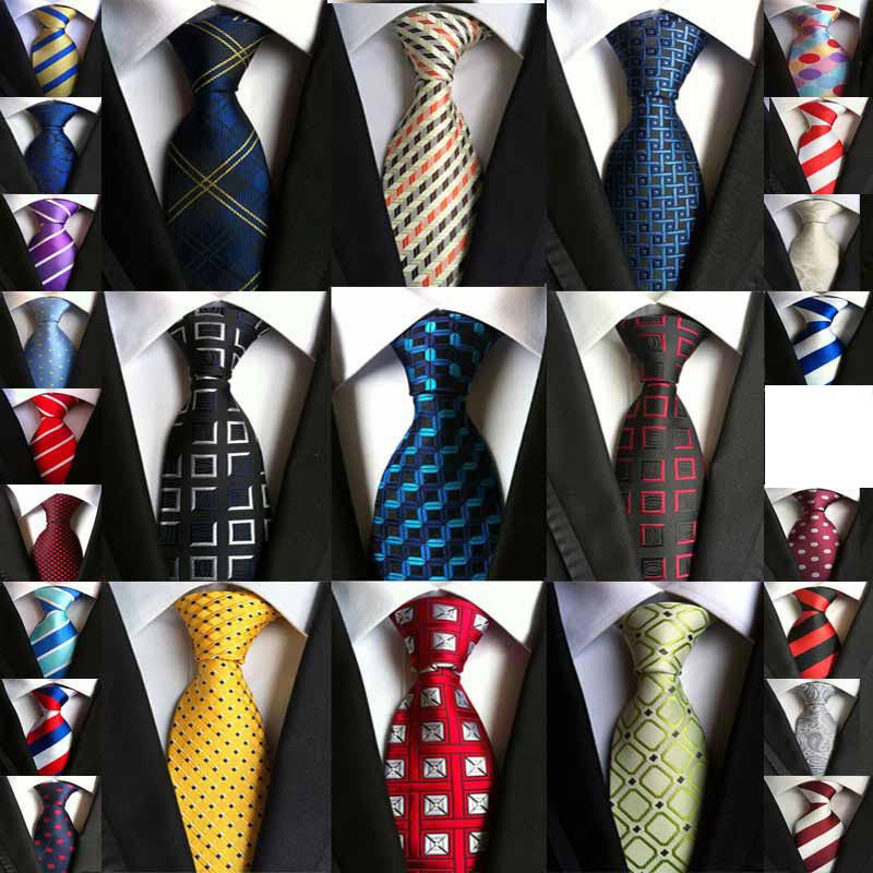 Cà Vạt Lụa Dệt Màu Vàng / Xanh Navy Họa Tiết Chấm Bi Phong Cách Cổ Điển Cho Nam