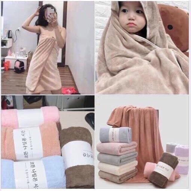 Khăn Tắm Cotton 100 % Xuất Hàn Siêu mềm 70cm x 140cm Siêu Thấm Hút Phụ Kiện Đồ Dùng Phòng Tắm áo choàng tắm