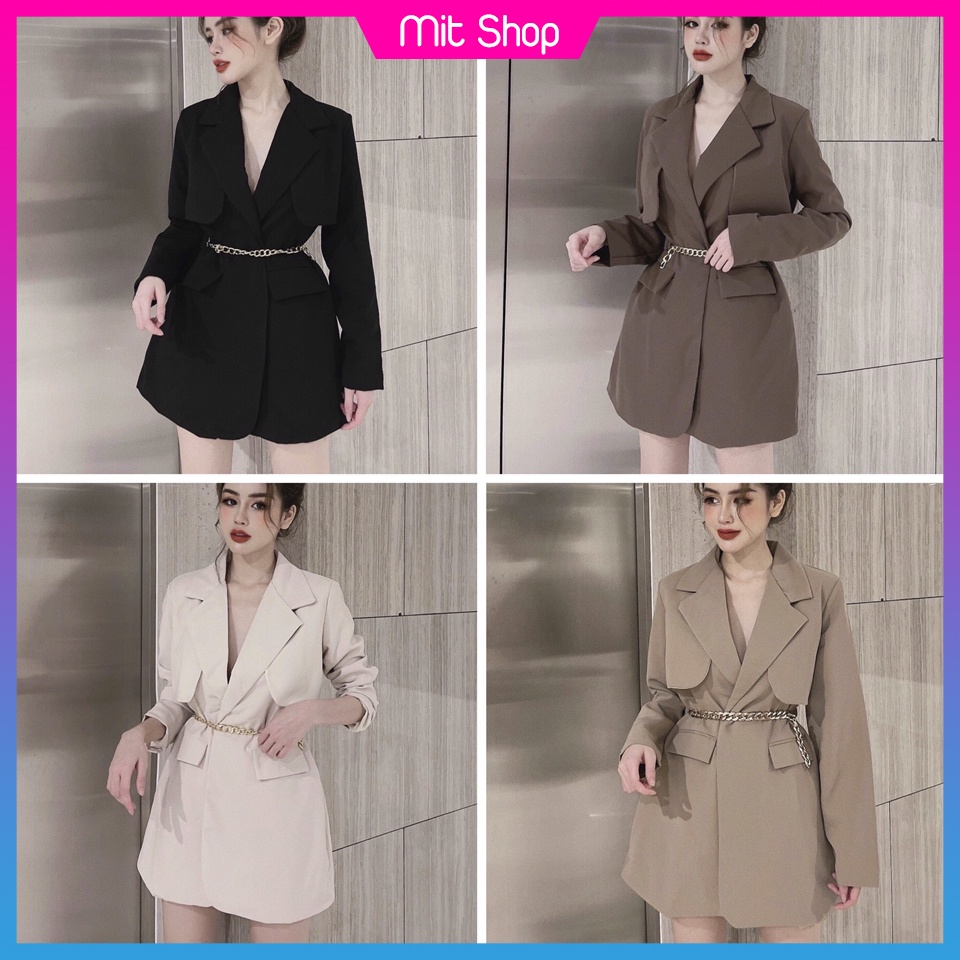 Áo Vest Nữ 2 Lớp Kèm Đai Nhiều Màu