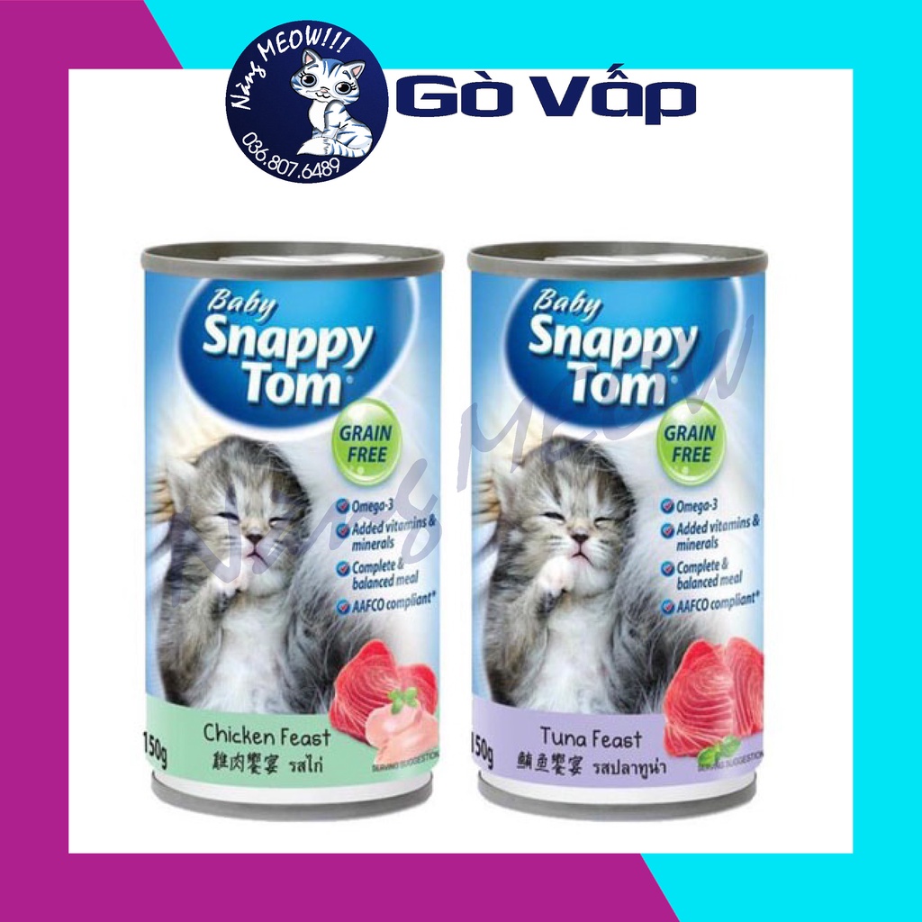 Pate cho mèo con BABY SNAPPY TOM lon 150Gr