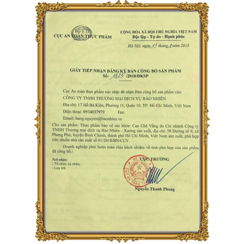 Cao chè vằng Bảo Nhiên