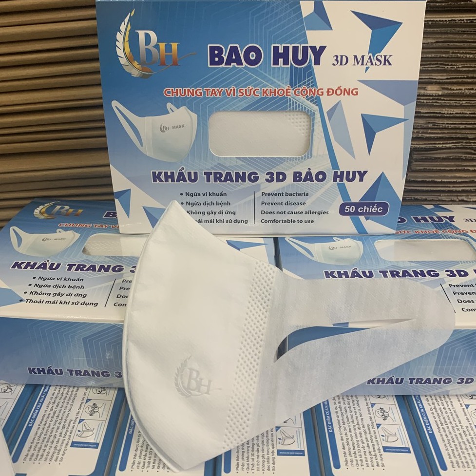 Khẩu trang 3D Mask Bảo Huy hộp đóng 50 cái giúp chống bụi vi khuẩn hiệu quả