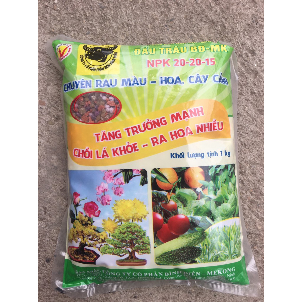 Phân bón Đầu Trâu NPK 20-20-15 chuyên cho hoa, cây cảnh giúp cây ra hoa, hoa đẹp, lâu tàn