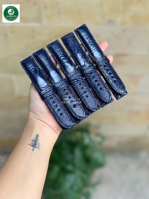 DÂY ĐỒNG HỒ DA CHÂN ĐÀ ĐIẺU XANH NAVY CÁ SẤU GÒ VẤP