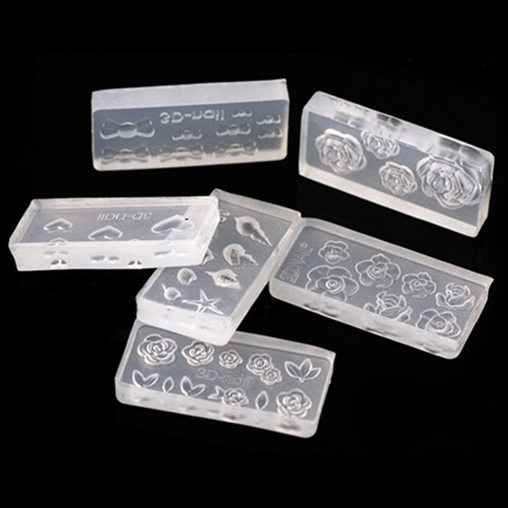 Set 6 khuôn acrylic trong suốt dùng làm phụ kiện trang trí móng DIY