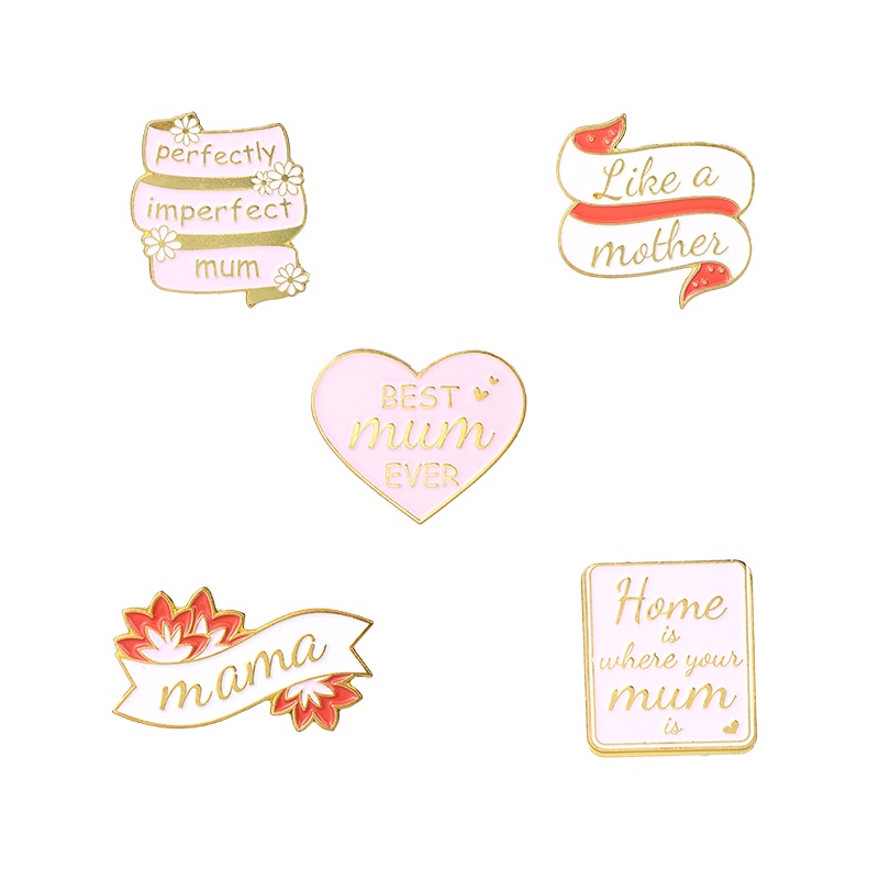 Ghim cài áo QIHE JEWELRY Best Mama Perfect Mum hoạt hình màu hồng