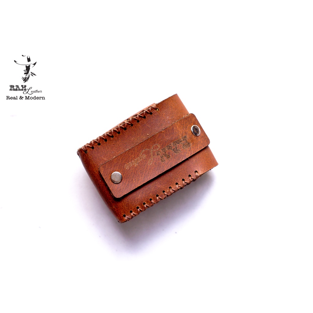 Bao Zippo Da Bò Thật RAM Leaher Màu Nâu Đỏ