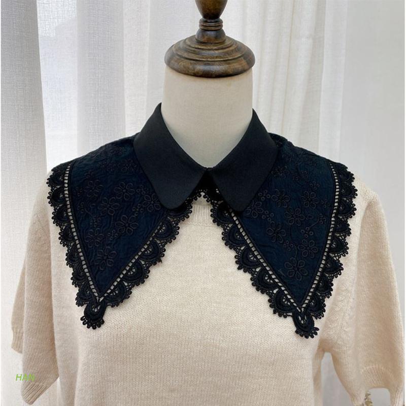 Cổ Áo Sơ Mi Giả Phối Ren Hoa Màu Sắc Xinh Xắn Cho Nữ