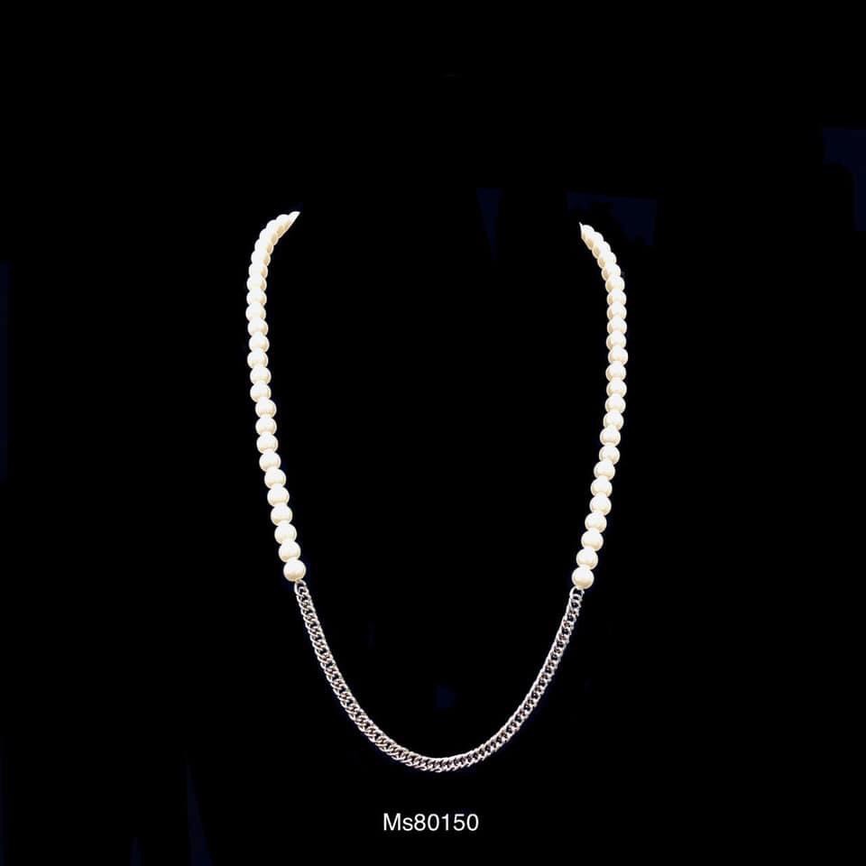Vòng cổ xích hạt ngọc mix chain xích cá tính