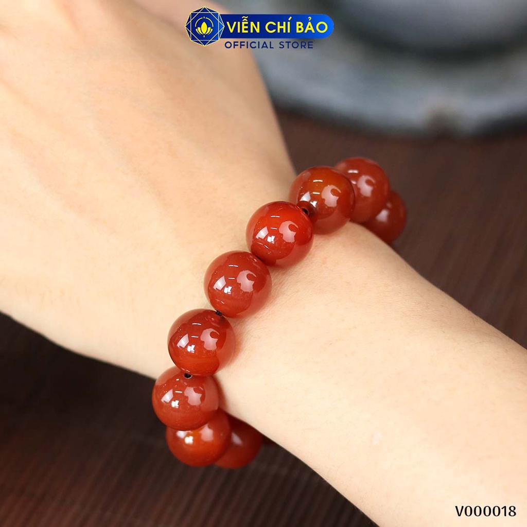 Vòng tay đá phong thủy đỏ mệnh hỏa chất liệu đá tự nhiên thời trang phụ kiện trang sức Viễn Chí Bảo V000019